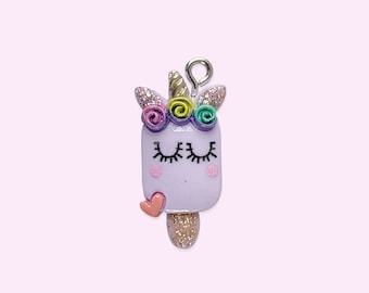 2pc or 10pc Glitter Unicorn Popsicle - Unicorn Charm - Resin Charm -Unicorn Necklace -Charm Bracelet - Kawaii Charm - Kawaii - kids charm