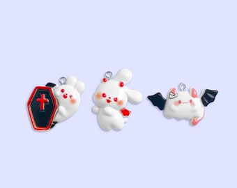 Kawaii Vampire Bunny Resin Charms, Halloween Devil Charms