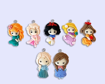 2pc, 7pc or 10pc Princess Charms -Mermaid Charms -Fairy Tale Charms -Ice Queen Charms - Kawaii charms -Children&#39;s Charms -Girls Necklace