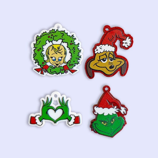 2pc, 4pc or 10pc Retro Christmas Cartoon Charms -Wreath Charms -Santa charm- Santa hat charm - Christmas Holly Charm- Christmas Dog Charm