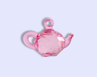 Ciondolo in resina a forma di teiera rosa – Cappellaio Matto, Alice nel Paese delle Meraviglie