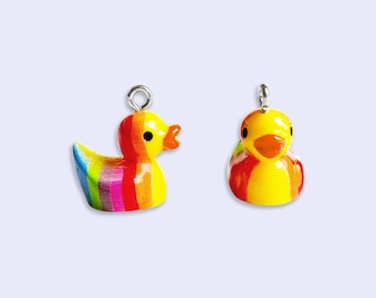 Rainbow Rubber Duck Charms for Jewelry DIY and Jeep Drivers