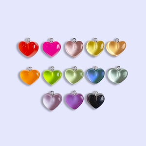 2 pezzi, 10 pezzi o 13 pezzi piccolo ciondolo a forma di cuore spesso trasparente - braccialetto con ciondolo - ciondolo per San Valentino - ciondolo amore - ciondolo kawaii - gioielli per San Valentino