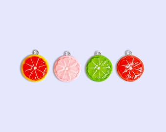 2, 4 or 10pc Citrus Fruit Charm Set for Jewelry Making and Zipper Pulls