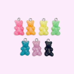 2pc, 7pc or 10pc Jewel Toned Glitter Gummy Bear Charms -Candy Charm -Kawaii Charm -Gummy Bear -Kids Charm -Candy Charm Necklace -Cute Charm