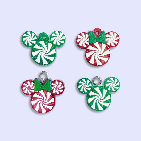 Breloque Mickey menthe poivrée - Breloque de Noël bonbon en acrylique
