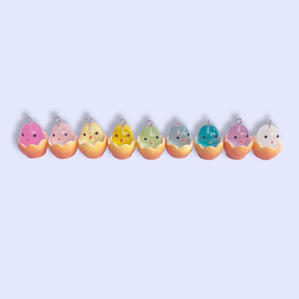 2pc, 9pc or 10pc Easter Egg Rainbow Chick Charms -Easter Candy Charm -Egg Hunt Charms -Kawaii Charms -Easter Charms -Easter Bunny Charms