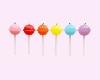 2pc, 6pc or 10pc Solid Lollipop Charm -Candy Charm -Lollipop Charm -Food charm -Sucker Charm -Dessert Charm -Kawaii charm -Resin charm