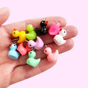 2pc or 10pc Rainbow Duck Charm -White Goose Charm -Pastel Pink Charm -Swan Charm -Zoo Charm - Bird Charm -Zombie Duck Charm -Quack Bracelet