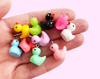2pc or 10pc Rainbow Duck Charm -White Goose Charm -Pastel Pink Charm -Swan Charm -Zoo Charm - Bird Charm -Zombie Duck Charm -Quack Bracelet