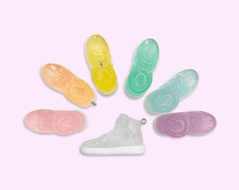 Mini Sneaker Pendants (2pc 10pc All 7) • Realistic High Top Shoe Charm • Sneakerhead Streetwear Basketball Resin Sport Craft Supplies DIY
