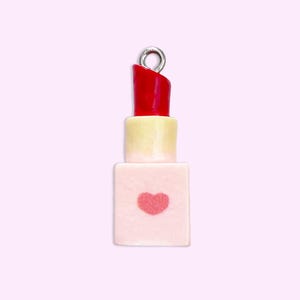 2pc or 10pc Red Lipstick Charm - Red Lipgloss Charm -Makeup Charm -Kiss Me Charm -Girly Girl Charm -Red Lips Charm -Valentines Lipstick