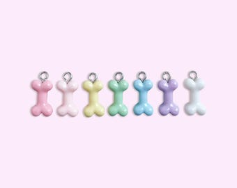 2pc, 6pc or 10pc Mini Dog Bone Charms -Animal Lover Charm -Dog Mom Charm -Femur Charm -Puppy Charm -Skeleton Bone Charm -Pastel Bone Charm