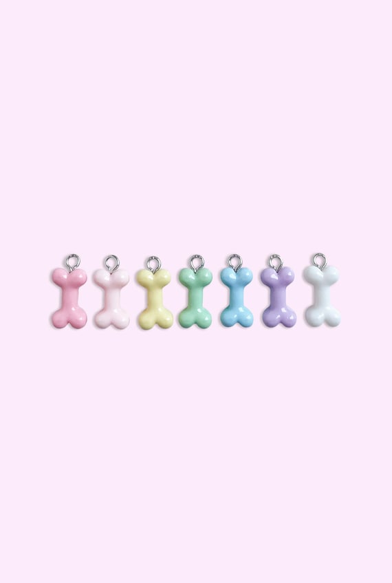 2pc, 6pc or 10pc Mini Dog Bone Charms -Animal Lover Charm -Dog Mom Charm -Femur Charm -Puppy Charm -Skeleton Bone Charm -Pastel Bone Charm