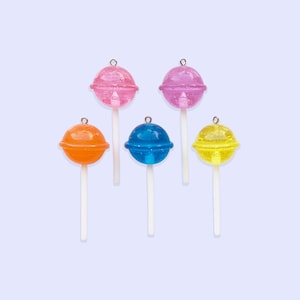 2pc or 10pc Glitter Lollipop Charm - Candy Charm -Lollipop pendant - Food charm -Sucker Charm - Dessert Charm - Kawaii charm -Fairy Kei