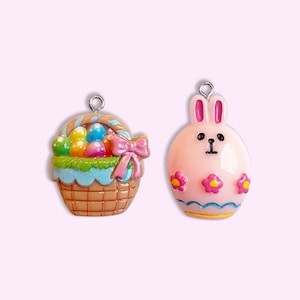 2 Stück oder 10 Stück Ostern Korb Charme -Osterei Charme -Osterhase Charme -Ostern Sonntag Charme -Kaninchen Charme -Frühling Charme -Pastell Tier Charme