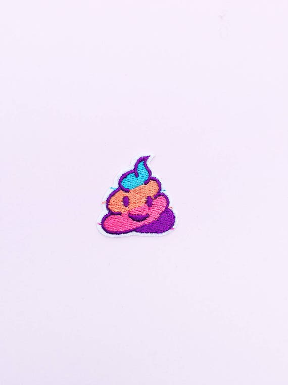 Cute Poop Iron On Patch Rainbow Poop Emoji Kawaii Patch Etsy