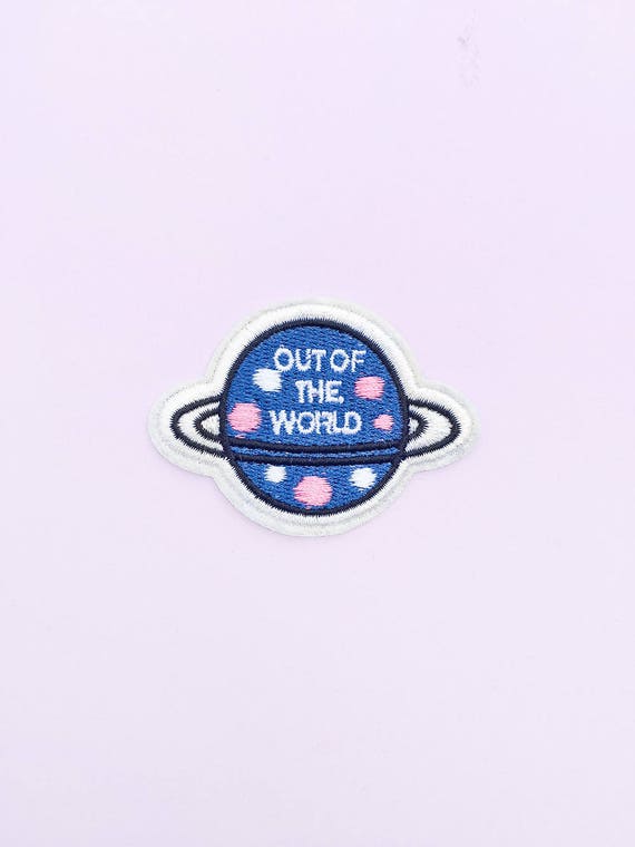 Iron On Embroidered Applique Patch /"Out of This World/" Space Planets Spaceship