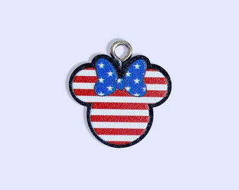 Breloque souris drapeau américain - Breloque patriotique en acrylique