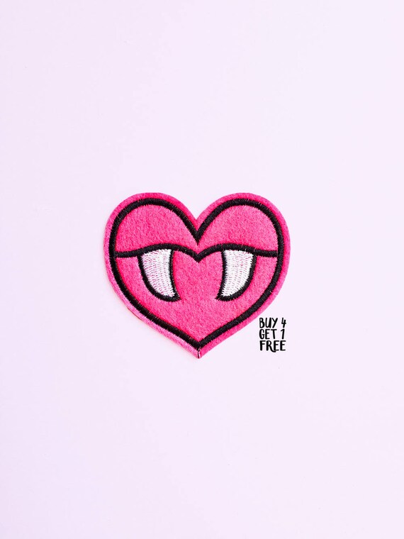 Pink Vampire Heart Iron On Patch Vampire Patch Heart Patch Etsy