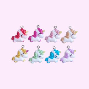 2pc, 8pc or 10pc Mini Colorful Unicorn Charms -Rainbow Unicorn Charm -Unicorn Charm Bracelet -Unicorn Necklace -Unicorn Shoe charm -Unicorn