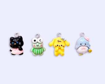2, 4 or 10pc Mini Kawaii Cat Penguin Frog and Dog Charm Set