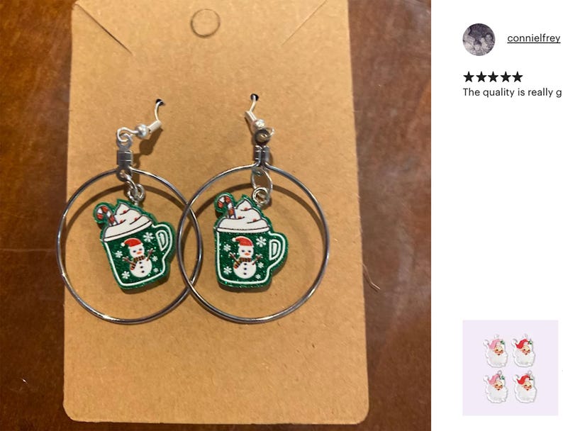 Christmas Acrylic Charms – Gingerbread House & Hot Cocoa, DIY Jewelry image 3
