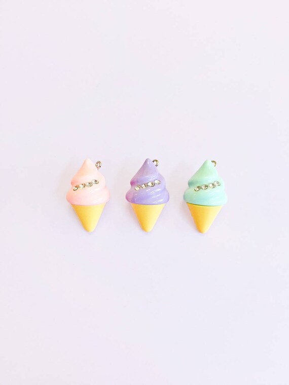 Ice cream Charms 15*31mm Resin Charms Pendant fit Earring Bracelets Jewelry finding DIY Craft with Screw,Without Screw Two Style