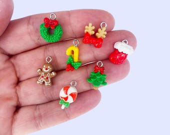 Mini Christmas Charms (2pc 10pc All 6) • Kawaii Gingerbread Man • Kpop Photocard Toploader Bling Micro Decoden Craft Winter Jewelry Making
