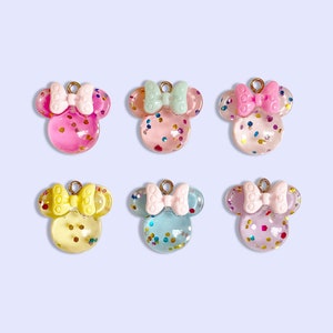 2pc, 6pc or 10pc Glitter Girl Mouse Charm -Bow Charm -Glitter Mouse Charm -Kawaii Mouse Charm -Magic Charm - Mouse Shoe Charm -Kawaii Charm