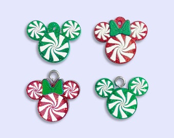 Peppermint Swirl Candy Mouse Charms – Christmas Holiday Acrylic Charm