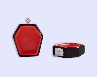 Resin Coffin Pendant, Creepy Spooky Halloween Jewelry Charm