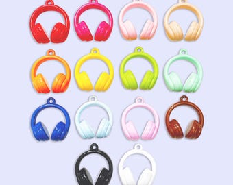 1 or 2pc Colorful Large Headphone Pendants for Keychains and Stanley Charms