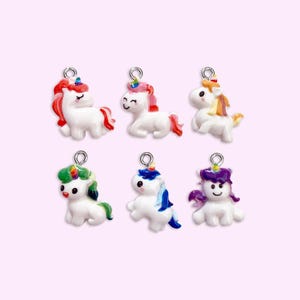 2pc, 6pc or 10pc Mini Colorful Unicorn Charms -Rainbow Unicorn Charm -Unicorn Charm Bracelet -Unicorn Necklace -Unicorn Shoe charm -Unicorn