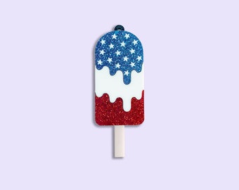 Breloque scintillante Ice Pop du 4 juillet – Pendentif patriotique américain