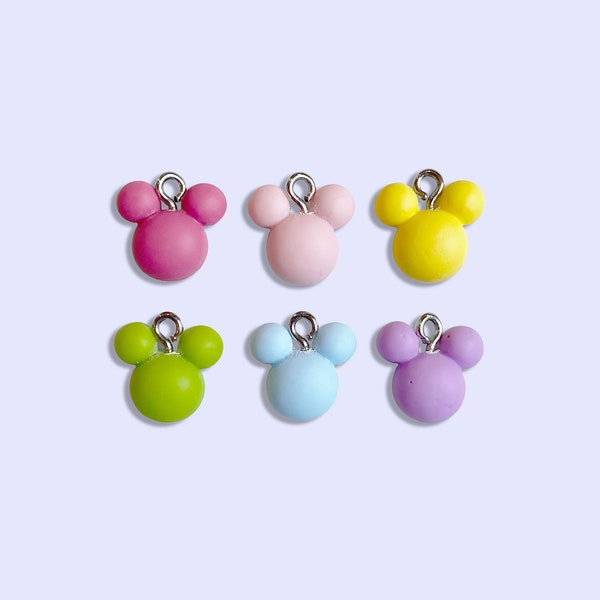 Breloque souris kawaii en résine, pendentif animal coloré
