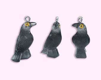 Dark Gray and Black Real Shaped Crow Halloween Charm