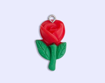 赤いバラの樹脂製チャーム – フラワージュエリー用品 - Etsy 日本