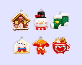 2, 6 or 10pc Christmas Charm Set for Kids Crafts and Jewelry Making