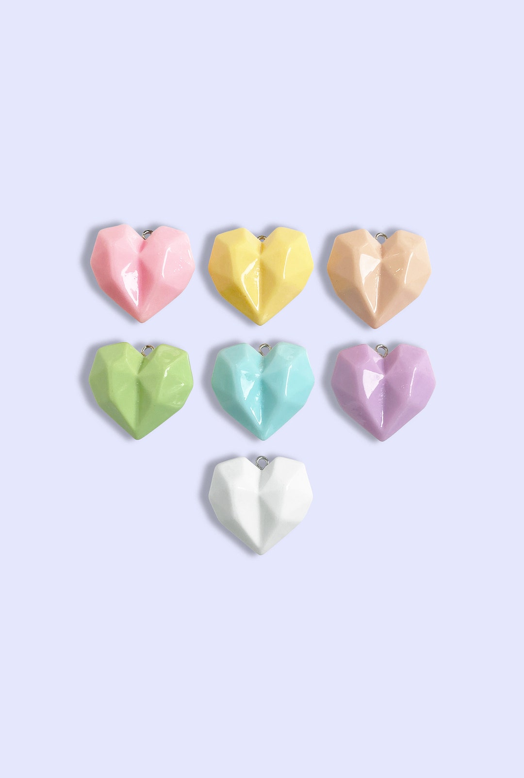 2pc 7pc or 10pc Large Chunky Heart Geometric Charm