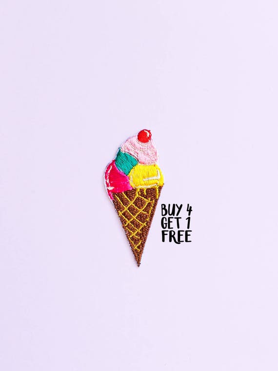 Iron on Crab with Ice Cream Desserts Applique Patch