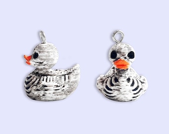 2 or 10pc Skeleton Rubber Duck Resin Halloween Charm, 2.5cm