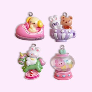 2pc, 4pc or 10pc Carnival Ride Charms -Bumper Car Charm -Gumball Machine Charm- Merry Go Round Charm -Go Cart Charm -Carrousel Charm