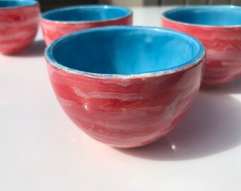 Glazed small handle-less cup. Japanese Tea Style.  Hand-made Ceramic.