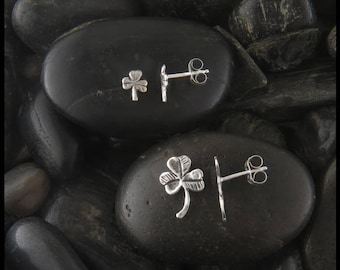 Silver Irish Shamrock Stud Earrings in 2 Sizes, Small and Large Shamrock Post Earrings