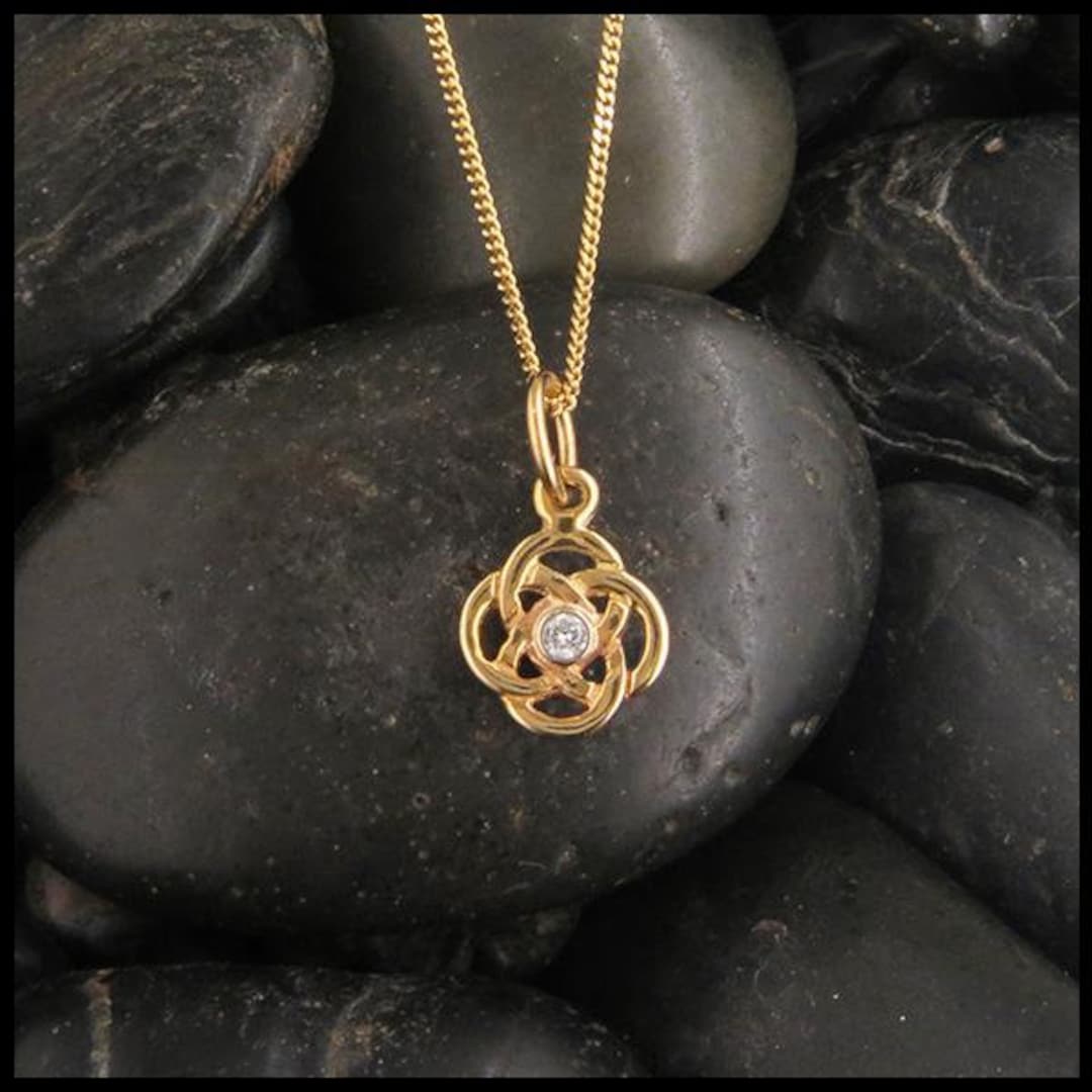 Dainty Josephine's Knot Pendant With Diamond - Etsy