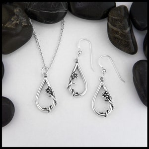 Whimsical Flower Pendant and Earring Set