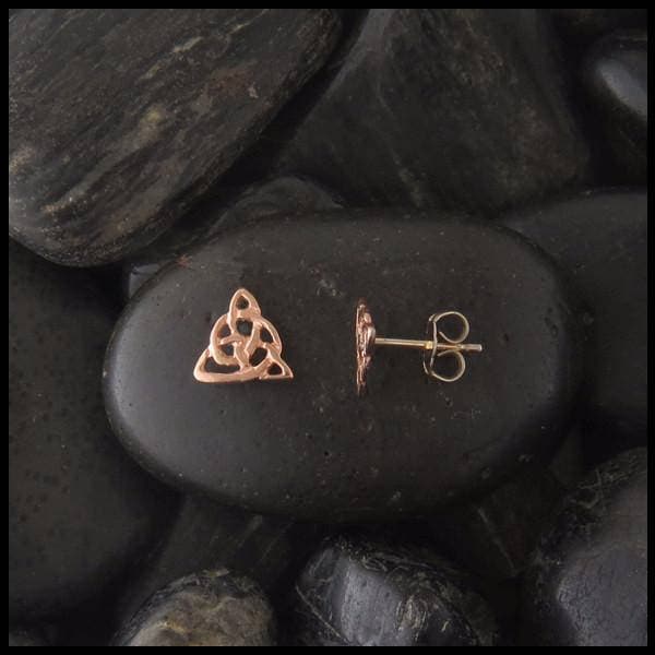 Open Celtic Triquetra Post Earrings in Gold