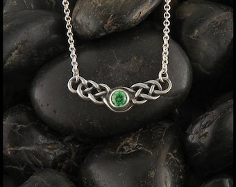 Celtic Knot Birthstone Necklace in Silver