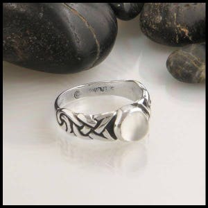Celtic Ban Tigherna Ring with Moonstone, Amethyst, Garnet, or Connemara Marble in Sterling Silver image 1
